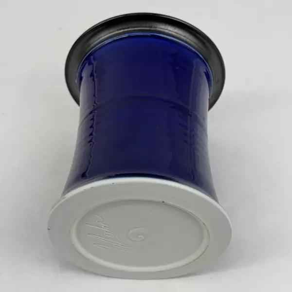 Cobalt Blue Art Pottery Vase or Jar Signed 6 Inch
