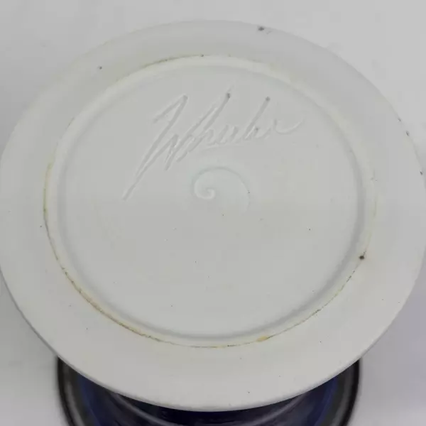 Cobalt Blue Art Pottery Vase or Jar Signed 6 Inch