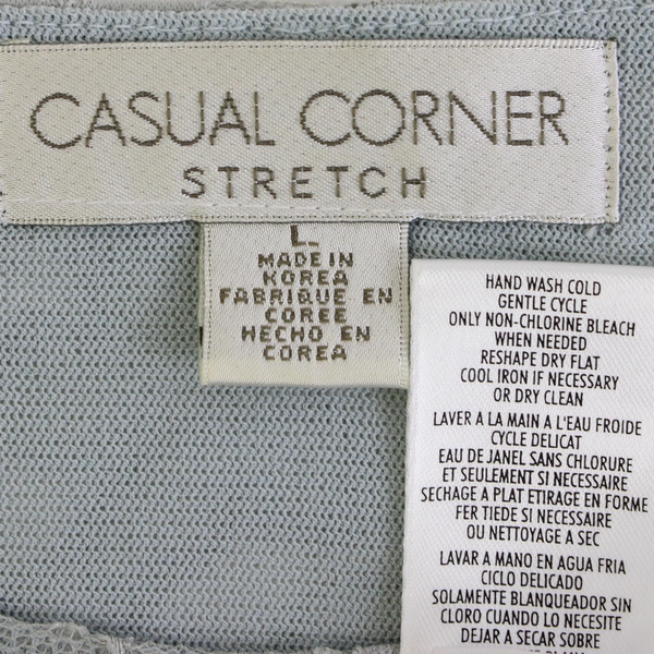 Casual Corner Gray Floral Lace Overlay Scallop Hem Blouse Women's Size Large