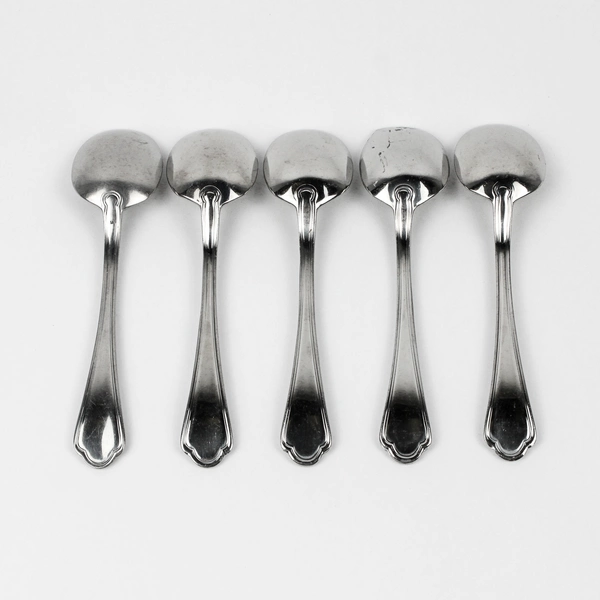 Lot Of 5 Sant Andrea Rossini (Stainless) Flatware Round Soup Spoons 6.75" Long