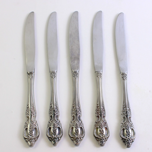 Lot of 5 Oneida Silver Renoir-Pembrooke (Stainless) Flatware Modern Hollow Knife