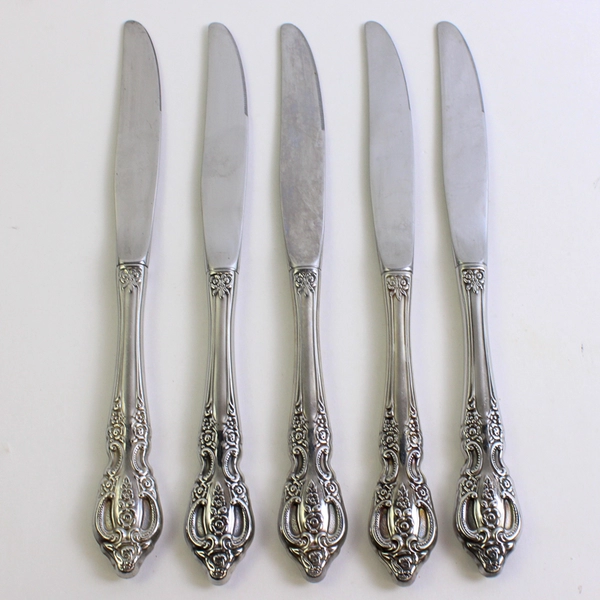 Lot of 5 Oneida Silver Renoir-Pembrooke (Stainless) Flatware Modern Hollow Knife