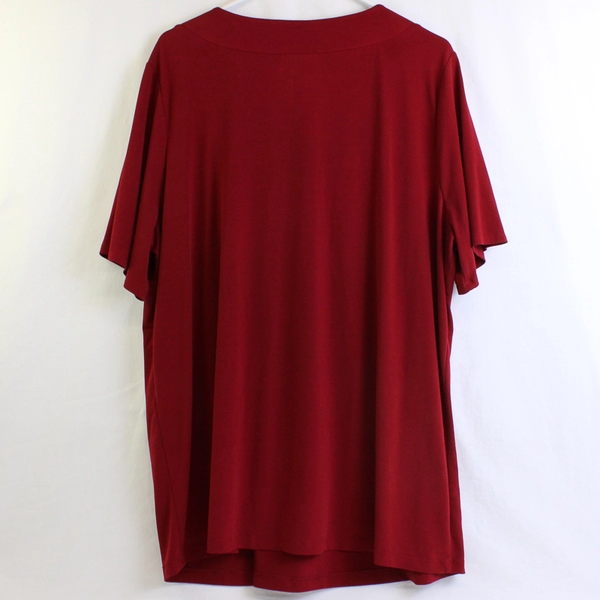 Maggie Barnes Maroon Red Short Sleeve Sequin Blouse Women's Size 1X