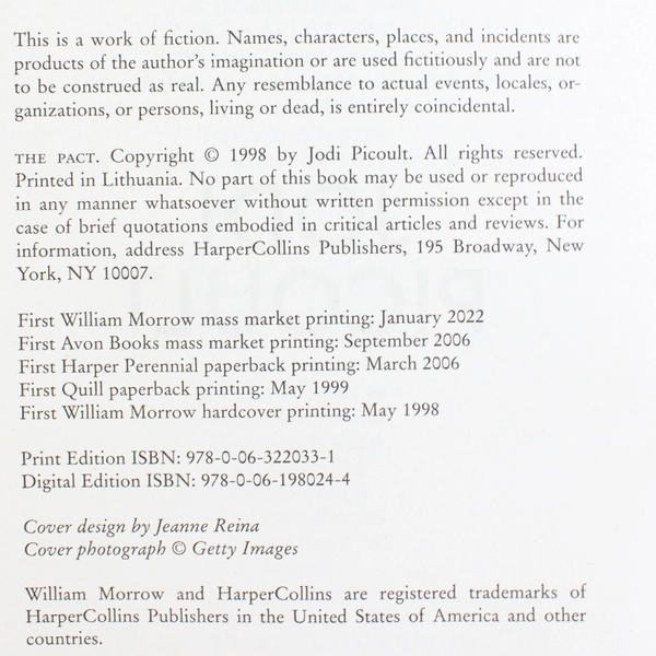 The Pact by Jodi Picoult 2022 Paperback Novel 