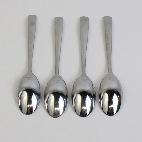 Lot of 4 Mikasa Addison (Stainless) Flatware Oval Soup Spoon 8" Long