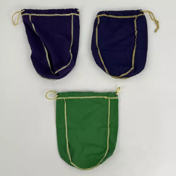 Lot of 3 Crown Royal Felt Bags 1 Green & 2 Purple Collectible Storage