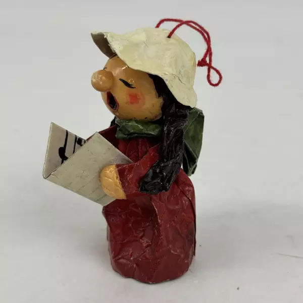 Papier Paper Mache Christmas Caroler Ornament Taiwan Peoples Republic of China