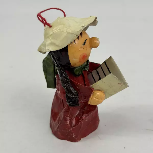 Papier Paper Mache Christmas Caroler Ornament Taiwan Peoples Republic of China