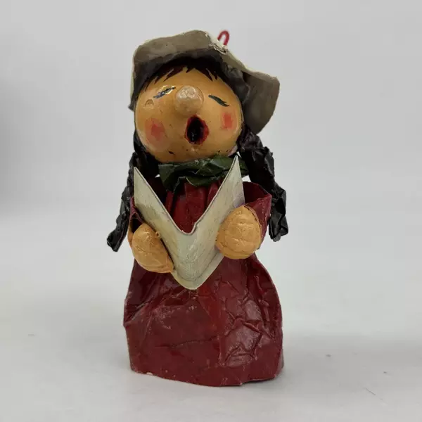 Papier Paper Mache Christmas Caroler Ornament Taiwan Peoples Republic of China