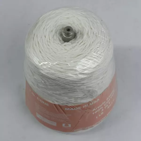 Peaches & Cream Yarn 1 lb 453g Cone White 100% Cotton Made in USA 4Ply
