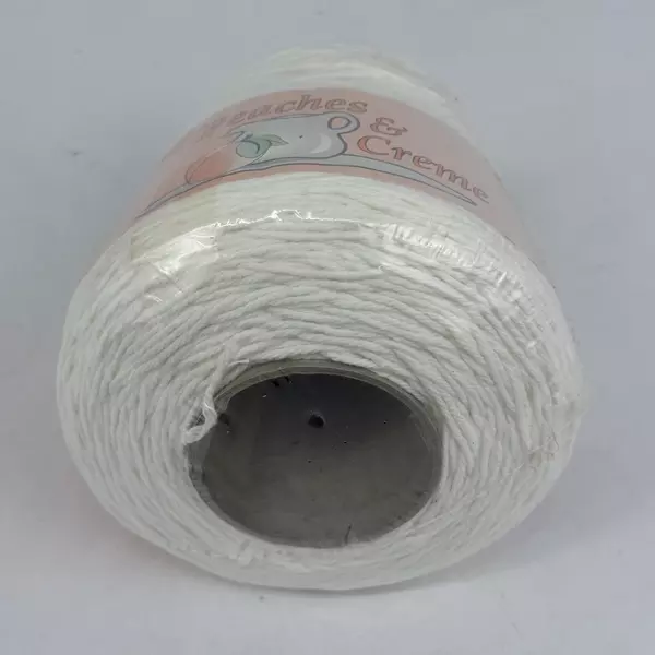 Peaches & Cream Yarn 1 lb 453g Cone White 100% Cotton Made in USA 4Ply