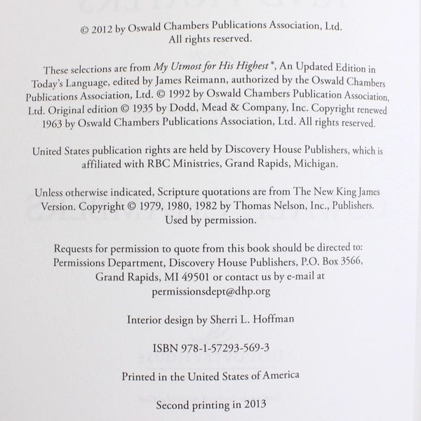 Utmost Classic Readings and Prayers Oswald Chambers 2012 Paperback