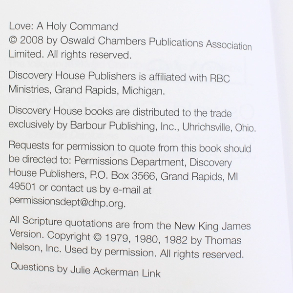 Love A Holy Command Paperback Oswald Chambers