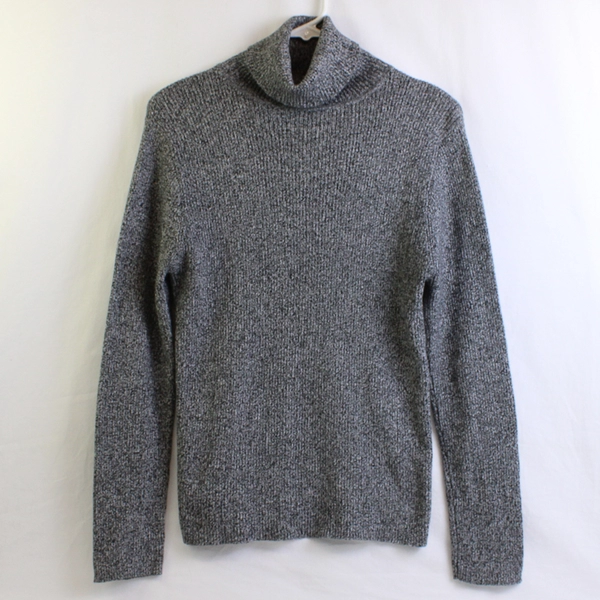 Great Northwest Black and White Marled Knit Turtleneck Sweater Women's Sz Medium