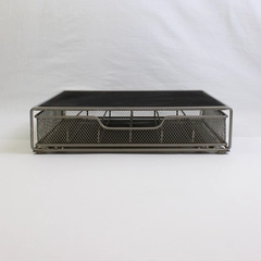 Unbranded Coffee Pod Silver/Black Metal Storage Drawer Organizer 13.5" x 13"
