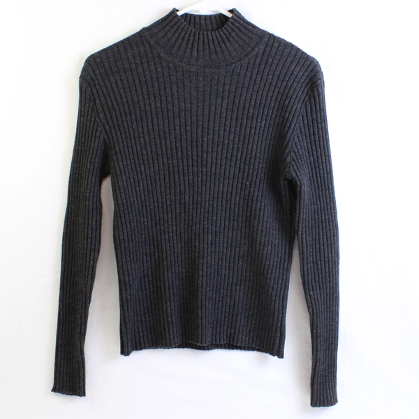VTG Preview Collection Charcoal Gray Merino Wool Mock Neck Sweater Women's Small