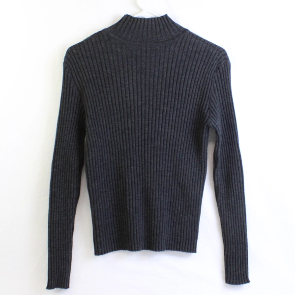 VTG Preview Collection Charcoal Gray Merino Wool Mock Neck Sweater Women's Small