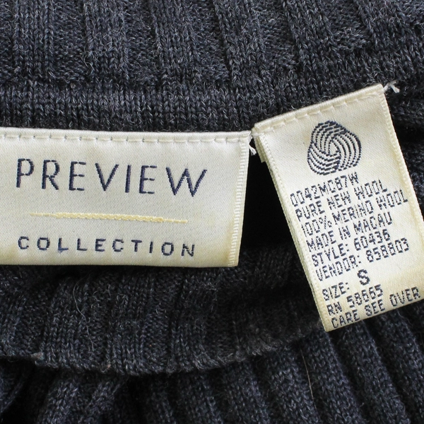 VTG Preview Collection Charcoal Gray Merino Wool Mock Neck Sweater Women's Small