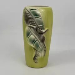 Vintage Royal Copley Vase Chartreuse Green Leaf Design 9.5 Inch