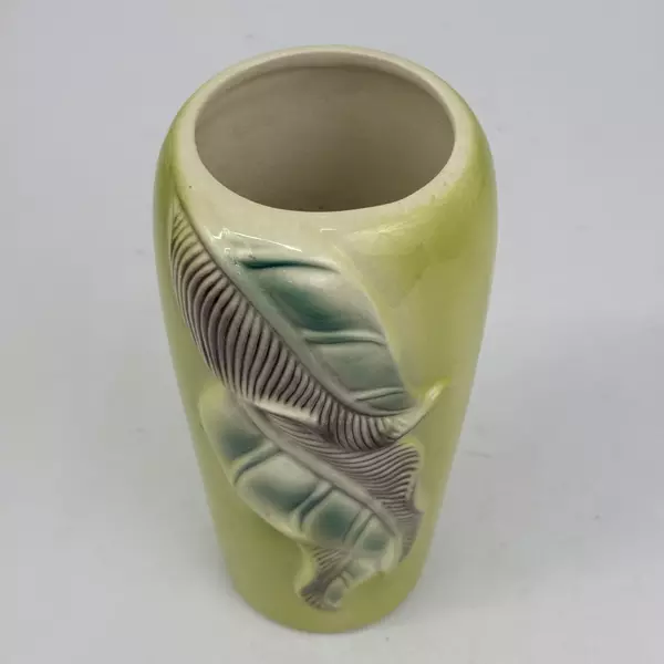 Vintage Royal Copley Vase Chartreuse Green Leaf Design 9.5 Inch