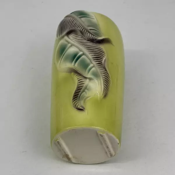 Vintage Royal Copley Vase Chartreuse Green Leaf Design 9.5 Inch