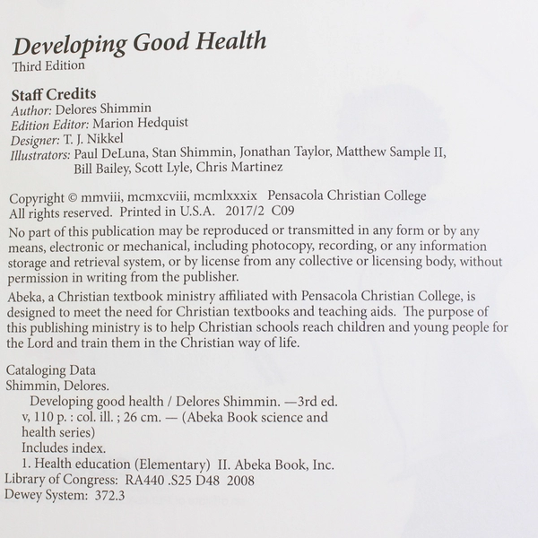 Set of 2 Developing Good Health Textbook & Answer Key 3rd Ed 4th Grade 2008 PB