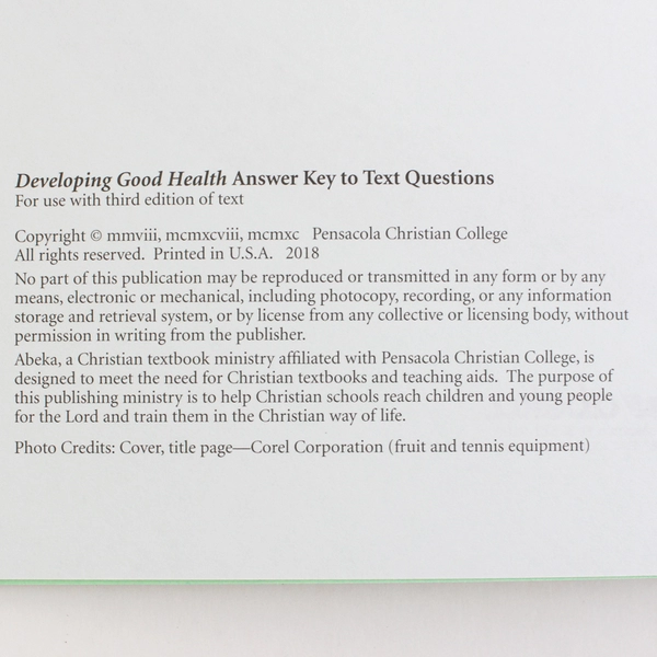 Set of 2 Developing Good Health Textbook & Answer Key 3rd Ed 4th Grade 2008 PB