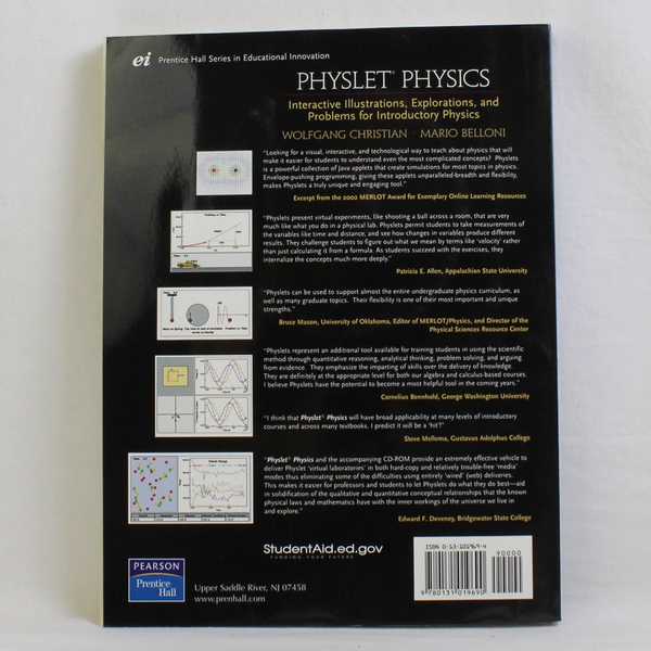 Physlet Physics by Wolfgang Christian & Mario Belloni With CD 2004 Paperback