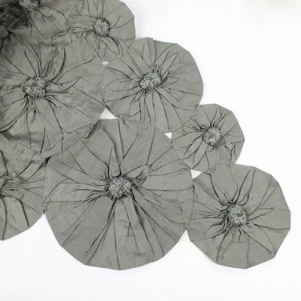 Medium Gray 3D Rosette Design Table Runner 120"