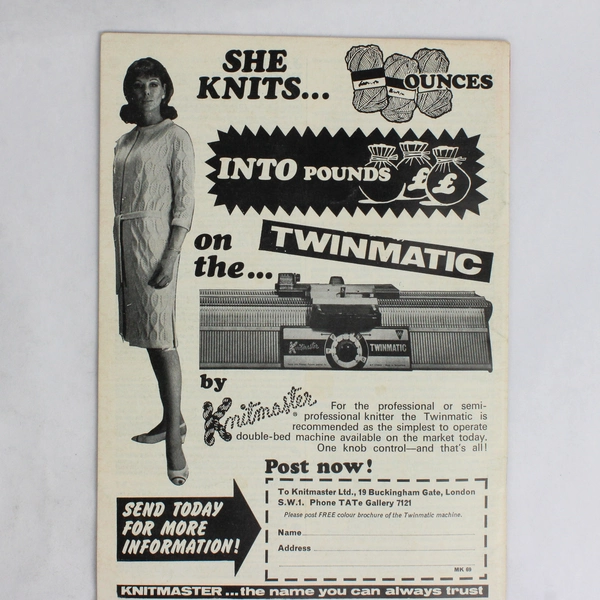 Vintage Modern Knitting Magazine Machine Knitting January 1969 New Year Fashion
