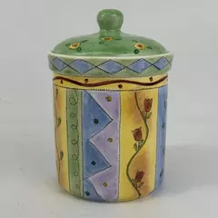 Sango Sweet Shoppe Colorful 8.75 Inch Ceramic Canister w/ Lid Sue Zipkin