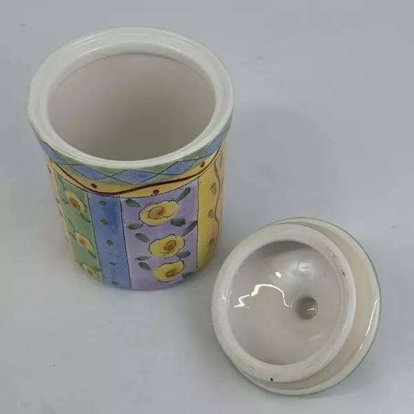 Sango Sweet Shoppe Colorful 8.75 Inch Ceramic Canister w/ Lid Sue Zipkin