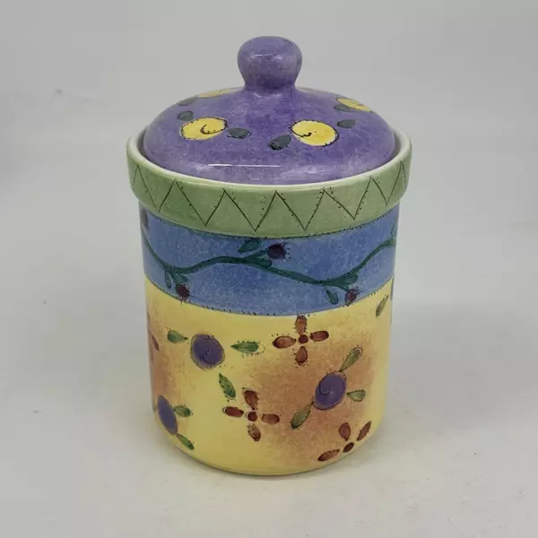 Sango Sweet Shoppe Colorful 6.75 Inch Ceramic Canister w/ Lid Sue Zipkin