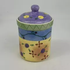 Sango Sweet Shoppe Colorful 6.75 Inch Ceramic Canister w/ Lid Sue Zipkin