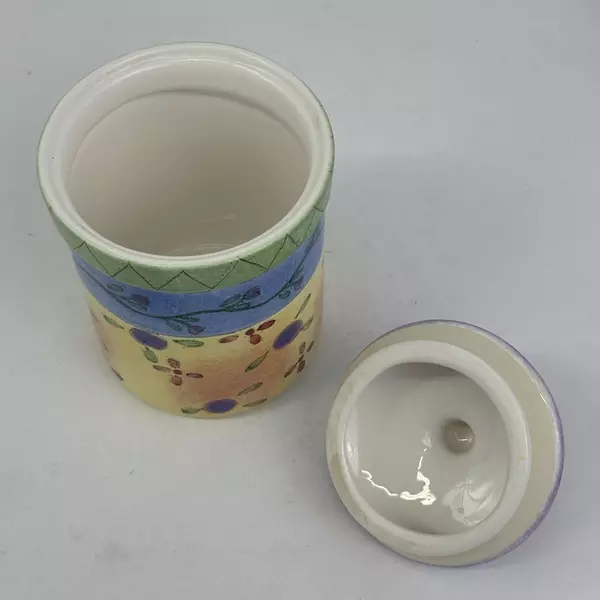 Sango Sweet Shoppe Colorful 6.75 Inch Ceramic Canister w/ Lid Sue Zipkin
