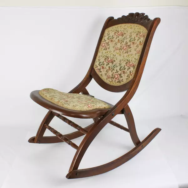 Antique Flexsteel Upholstered Fold-Out Instant Rocking Chair Flawed