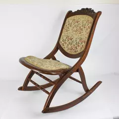 Antique Flexsteel Upholstered Fold-Out Instant Rocking Chair Flawed