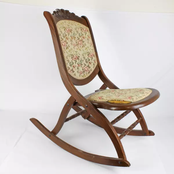 Antique Flexsteel Upholstered Fold-Out Instant Rocking Chair Flawed
