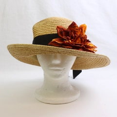Women's Straw Sun Hat with Tiger Print Flower One Size