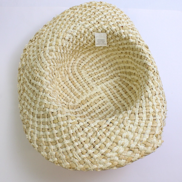 Women's Beige Straw Hat Pink Feather and Flower Accents One Size