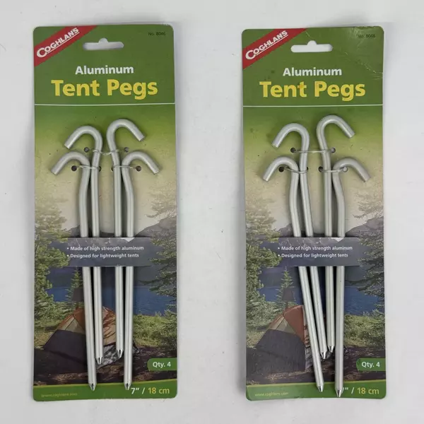 Lot of 2 Packages of 4 Coghlan's 8046 Aluminum Tent Pegs 7"