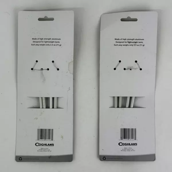 Lot of 2 Packages of 4 Coghlan's 8046 Aluminum Tent Pegs 7"