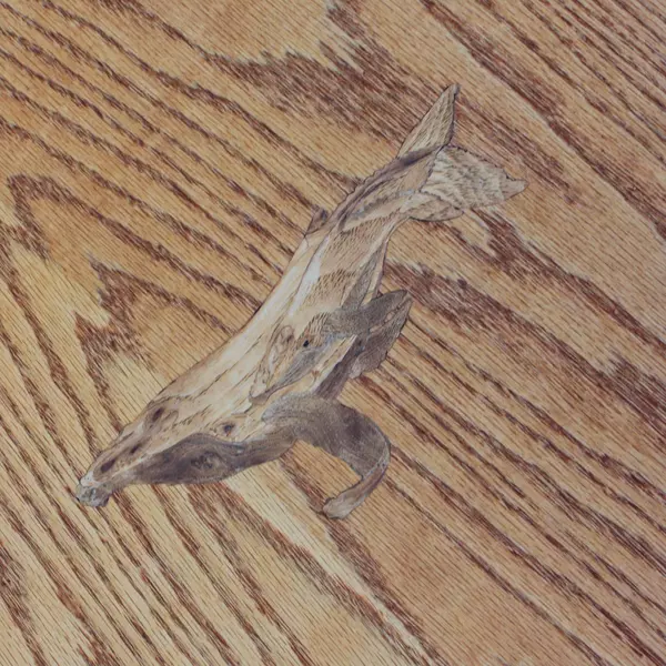 Handmade Whale Inlay Wood Crafted Coffee Table Unique Artisan Design