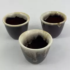 Set 3 Pfaltzgraff Ovenproof Custard Cups Ramekins Brown Drip Glaze