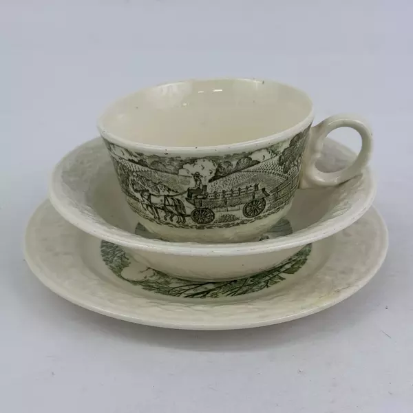 Lot of 3 Vintage Pieces In Pastoral Patterns Salad Plate Cup Cereal Bowl