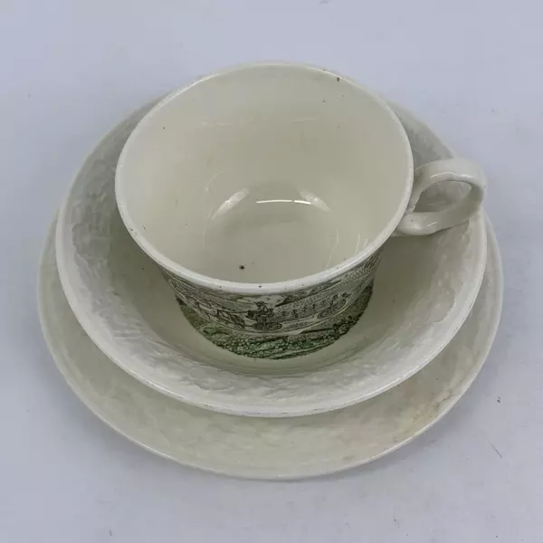 Lot of 3 Vintage Pieces In Pastoral Patterns Salad Plate Cup Cereal Bowl