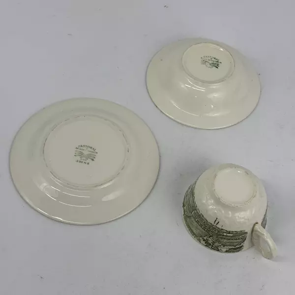 Lot of 3 Vintage Pieces In Pastoral Patterns Salad Plate Cup Cereal Bowl