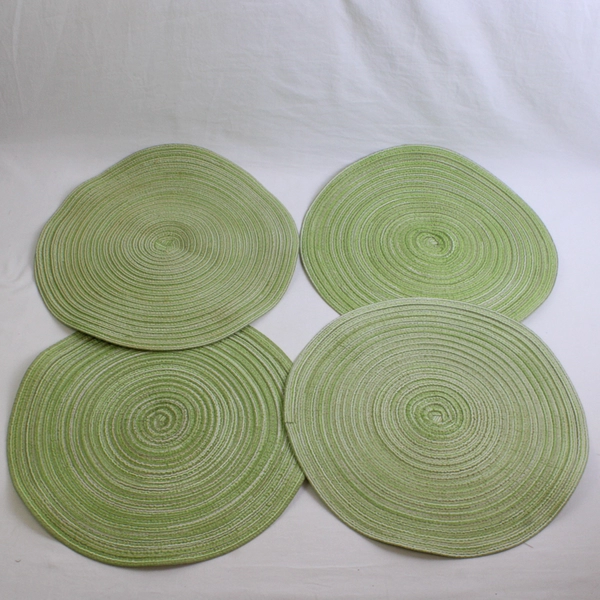 Set of 4 Light Green Round Placemats Table Decor 15"