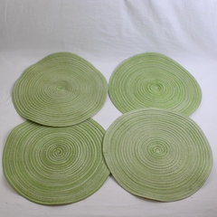 Set of 4 Light Green Round Placemats Table Decor 15"