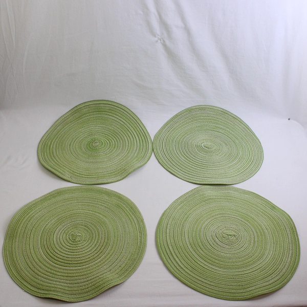 Set of 4 Light Green Round Placemats Table Decor 15"